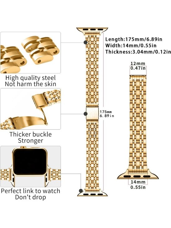 Sleek Stainless Steel Slim Watch Band for Apple Watch 38mm-45mm - Luxury Women\'s main image 6